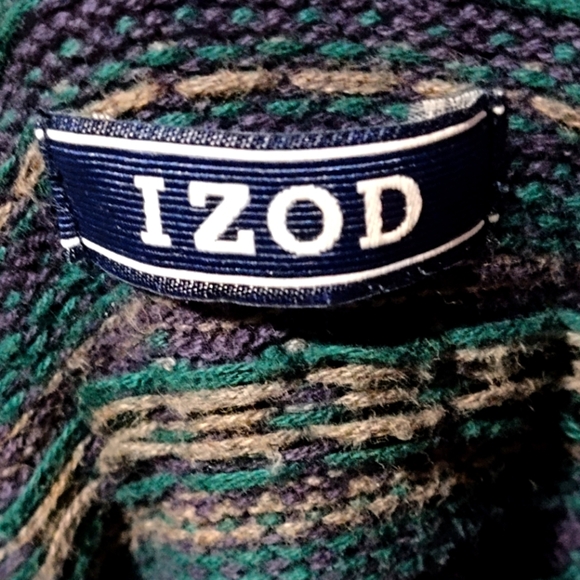 Izod Men's Fair Isle Hoodie Navy Knit Sweater | Long Sleeve | 100% Cotton | XXL - Picture 4 of 5